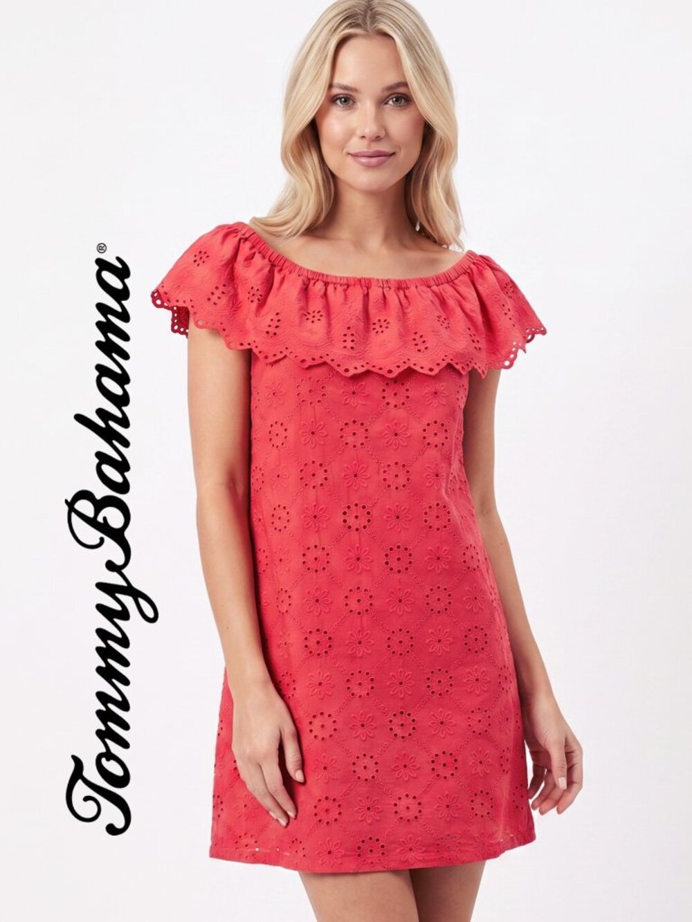 Tommy Bahama Harbour Eyelet Off The Shoulder Dress Cover Up - Dress